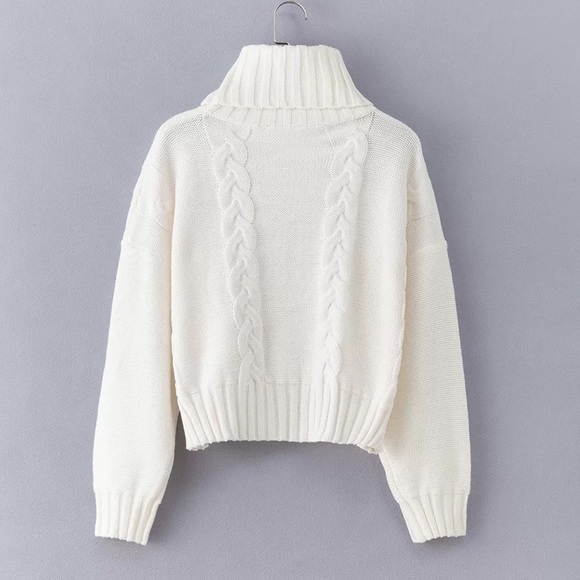 🔥🔥Enjoy My Life White High Neck Sweater - Picture 3 of 5